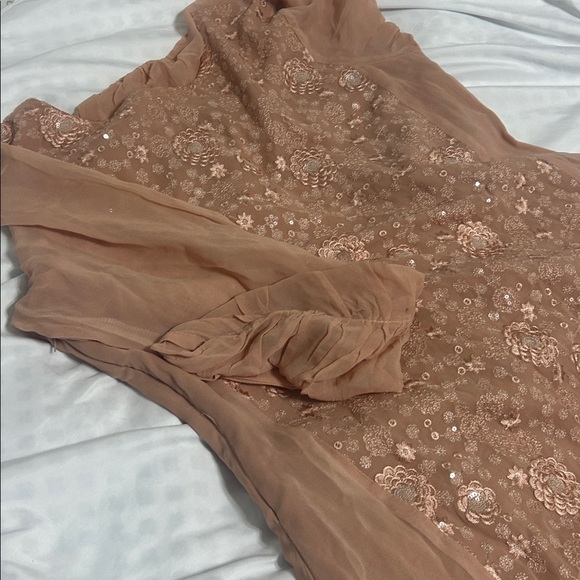 Shalwar kameez  Peach georgette Embroidered  with Duppatta size S - Picture 14 of 17